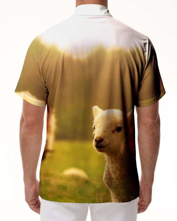 
Lamb and sheep print mens shirt casual short sleeve button down beach tropical shirt fashion summer
                