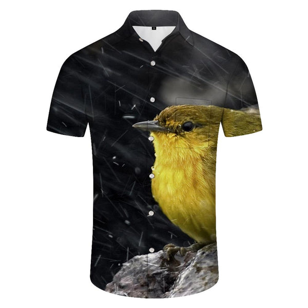 
Cute Yellow Bird Snow Night Animal Men's Casual Style Shirt Short Sleeve Street 3D Printed Pattern Hawaiian Button Lapel Pocket
                