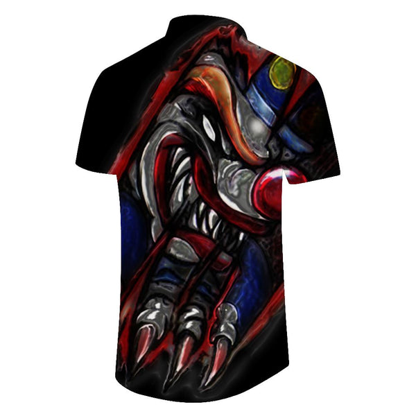 
Machine cartoon big wolf dog digital printing Hawaiian button pocket casual style breathable and comfortable short-sleeved shirt men's casual
                