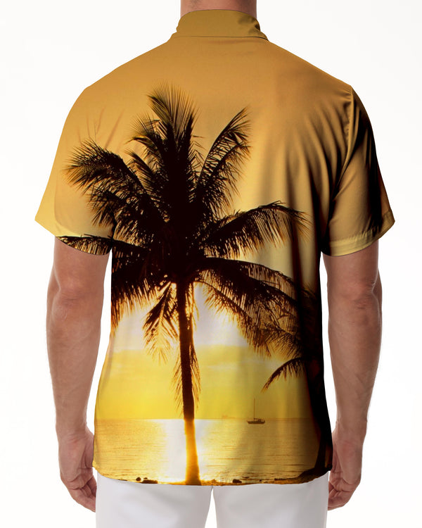 
Coconut Tree Sunset Beach Print Mens Casual Regular Fit Fashion Tropical Beach Shirt Summer
                