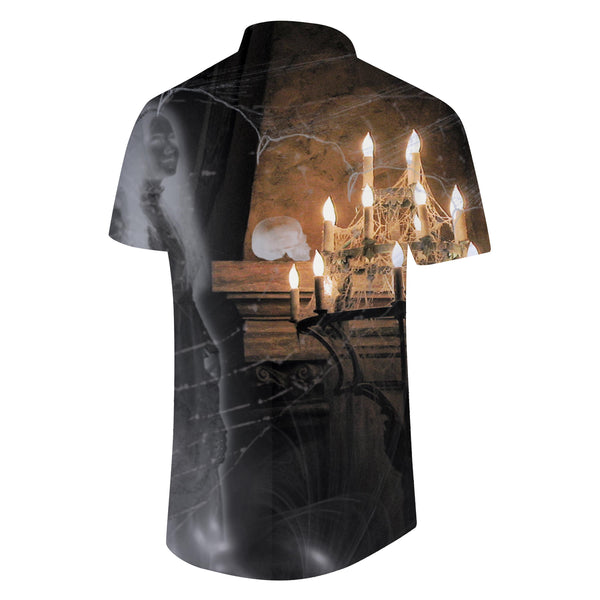 
Piano Skull Candle Print Hawaiian Lining Trendy Tropical Summer Clothing Men's Retro Beachwear
                