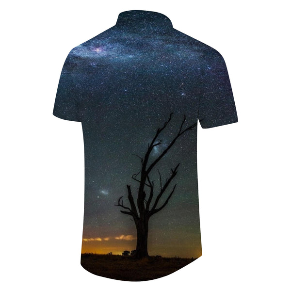 
Night Star Tree Men's Casual Button Hawaiian Short Shirt Short Sleeve Pockets Suitable for Daily Outdoor Leisure
                