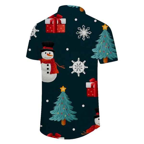 
Black Christmas Snowman Men's Shirt Men's Short Sleeve Shirt Button Casual Shirt Holiday Beach Shirt
                