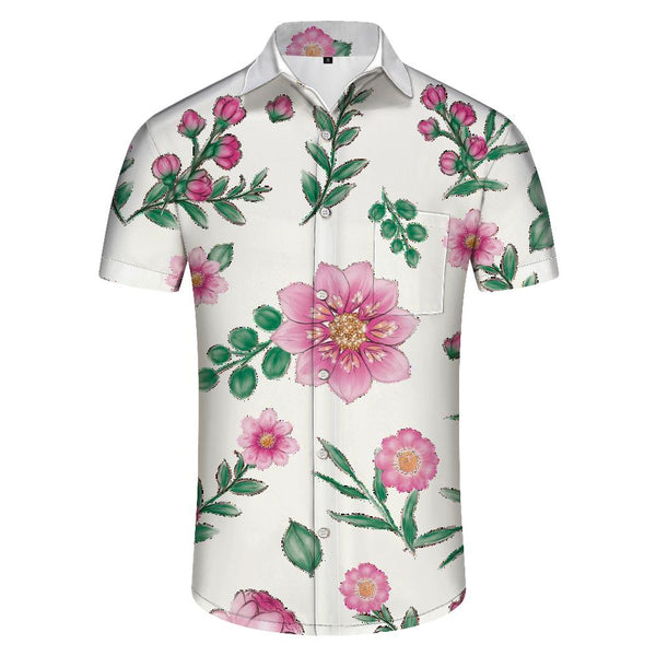 
Beautiful Floral Pattern Style Loose Mens Hawaiian Shirt Short Sleeve Beach Tropical Summer Casual Button Top
                