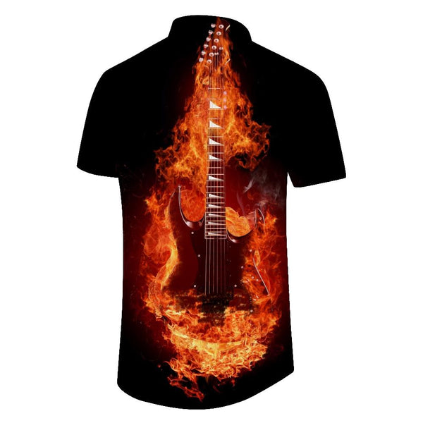
Men's Hip-Hop Style Flame Guitar 3D Printed Short Sleeve Shirt Personality Pattern Casual Summer Fashion Shirt Short Sleeve
                