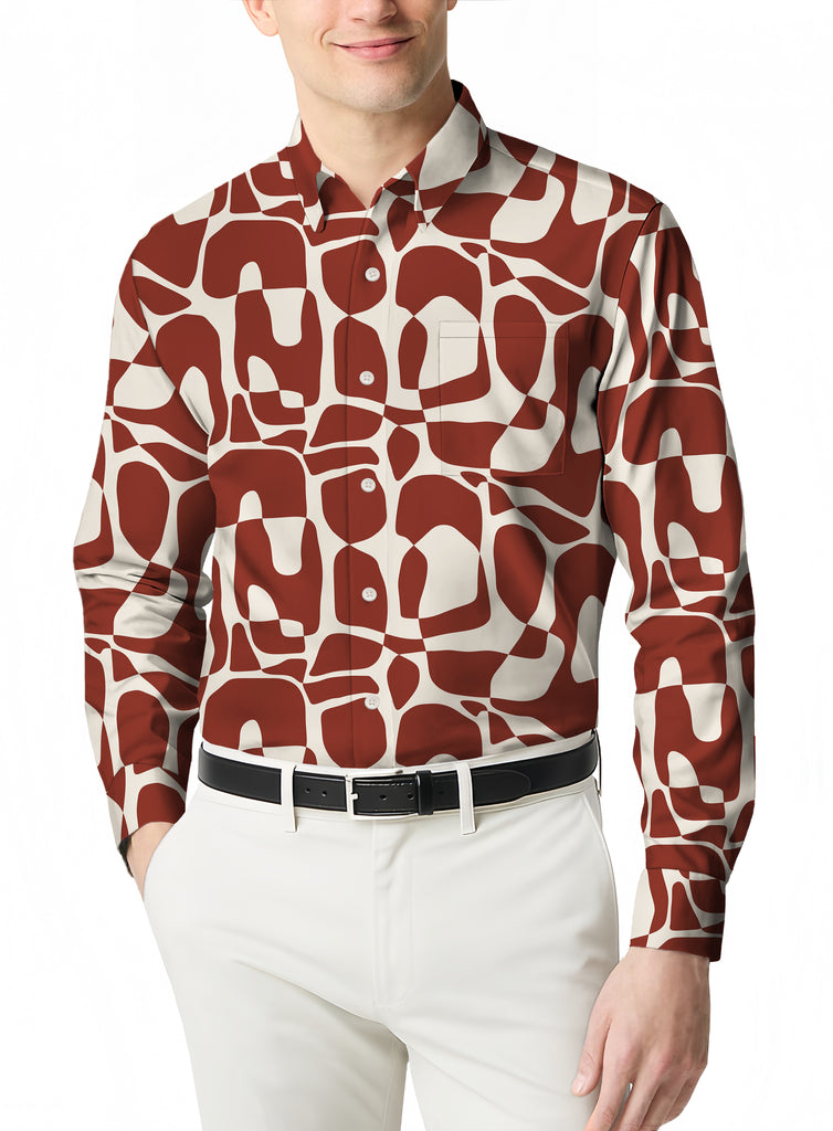A Long Sleeve Micro Print Polo for Men's Style