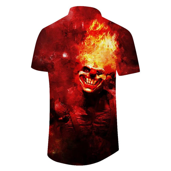 
Flame Heavy Metal Skull Stick Fashion Personalized Men's Casual Shirt Walking Suit Men's Sports Short Sleeve Shirt Clothing Tropical Art Exhibition
                