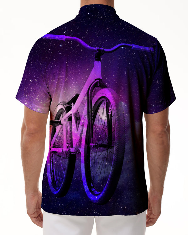 
Purple bicycle print pattern men's tropical shirt short-sleeved Hawaiian style button-down casual beach holiday four seasons fashion
                