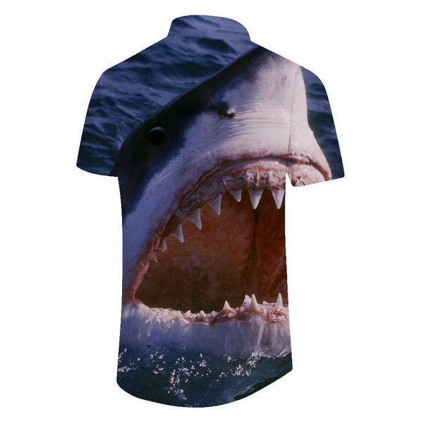 
Ocean Fierce Shark Men's Short Sleeve Loose Casual Shirt Vacation Beach Summer Tops with Pockets
                