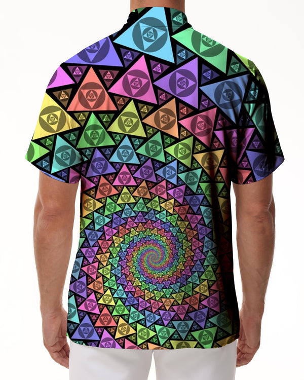 
Stained Glass 3d Printed Casual Shirt Short Sleeve Beach Men Hawaiian Button Clothing
                