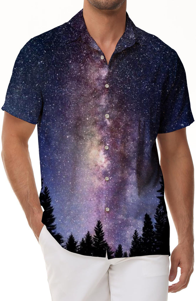 Silver Sea Hawaiian button short-sleeved shirt casual men's tops comfortable loose vacation beach tops