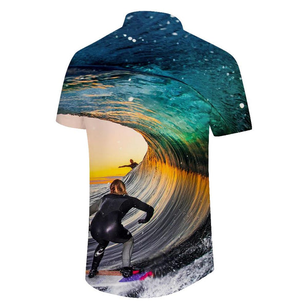
Hawaiian shirt beach top tropical exciting surfing cool loose daily street men's casual button short sleeve
                