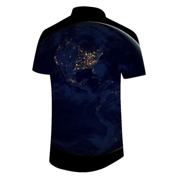 
Night Earth Casual Shirt Men's Shirt Hawaiian Button Lapel Short Casual Cropped Cool Button Shirt Black
                