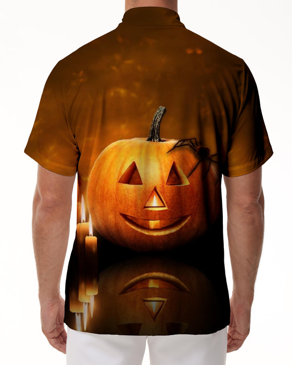 
Novelty Pumpkin Head Shirt Halloween Shirt Men's Hawaiian Shirt Short Sleeve
                