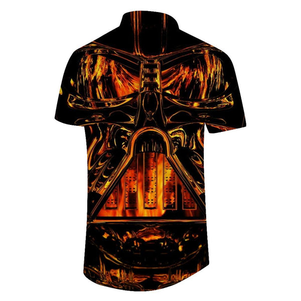 
Hell Devil Mask Digital Print Short Sleeve Shirt Men's Hawaiian Shirt Tropical Short Sleeve Button Beach Shirt
                