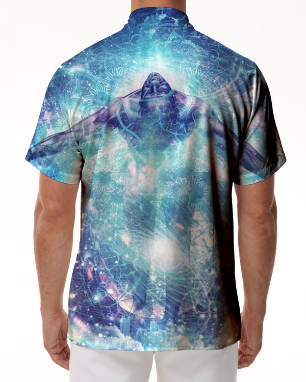 
Abstract anime characters universe space galaxy nebula starry sky men's casual button shirt short sleeves
                