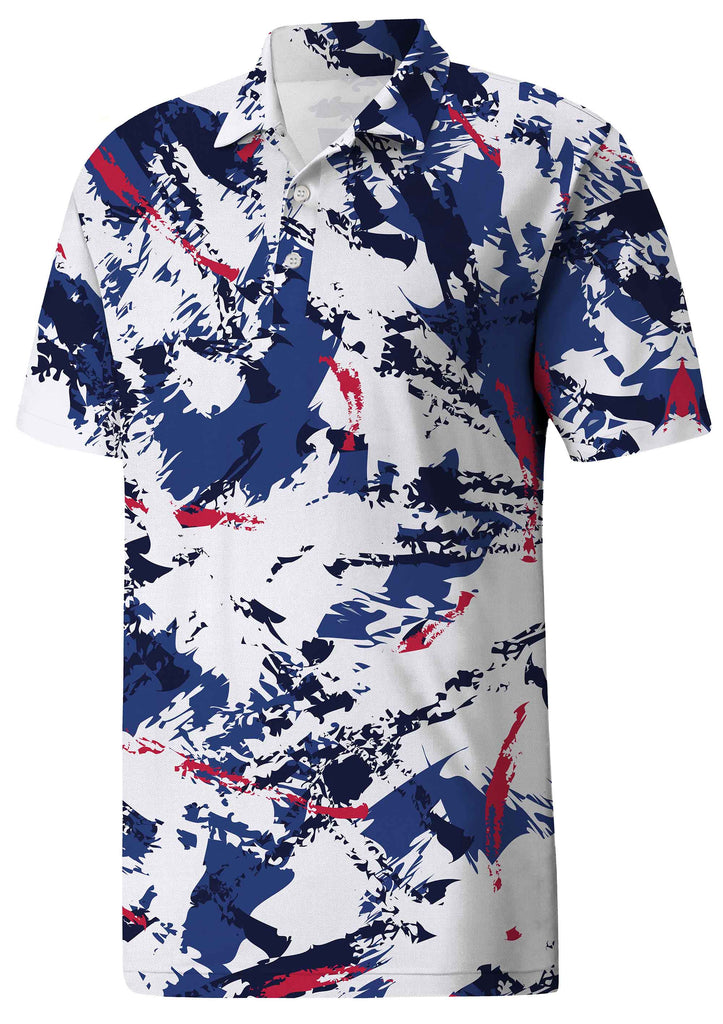 Men's Golf Polo Shirt Short-Sleeve with All-Over Micro Print Design