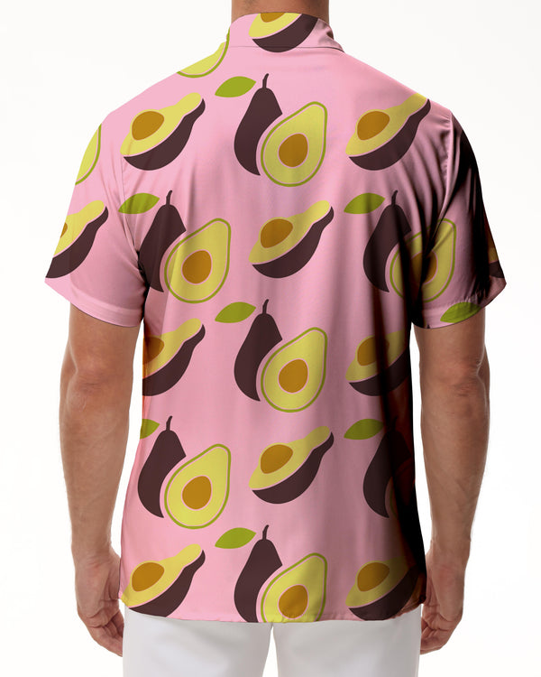 
Summer avocado print Hawaiian shirt button down lapel men's everyday street style tops
                