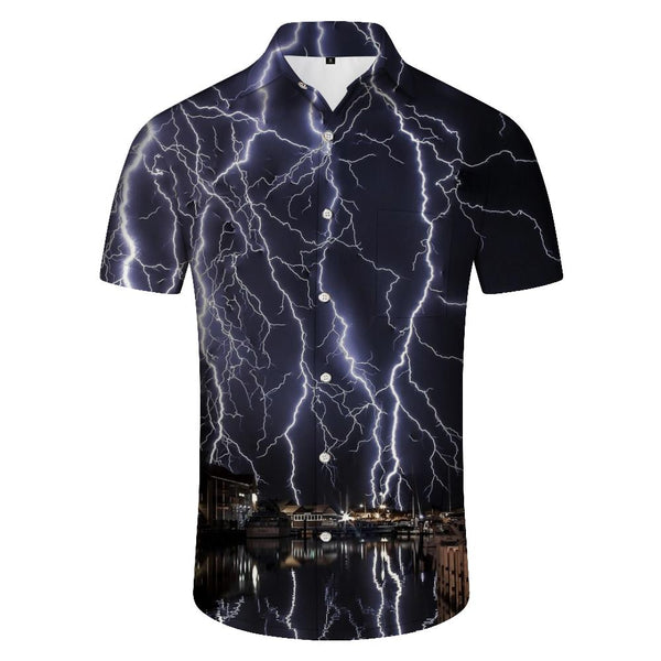 
Lightning Fashion Summer Flip Tropical Four Seasons Lapel Short Sleeve Shirt Pocket Casual Short Sleeve Button Shirt Men
                