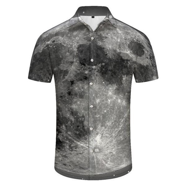 
Oversized Moon Climbing Moon Men's Short Sleeve Shirt Hawaiian Tropical Lapel Tie Pocket Button
                