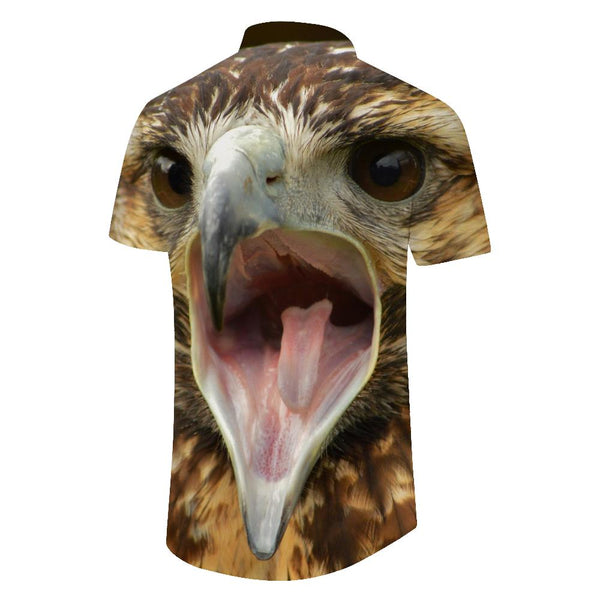 
Hungry Animal Men's Short Sleeve Polyester Shirt Summer Beach Casual Printed Button Beach Shirt Tops Wide Collar
                