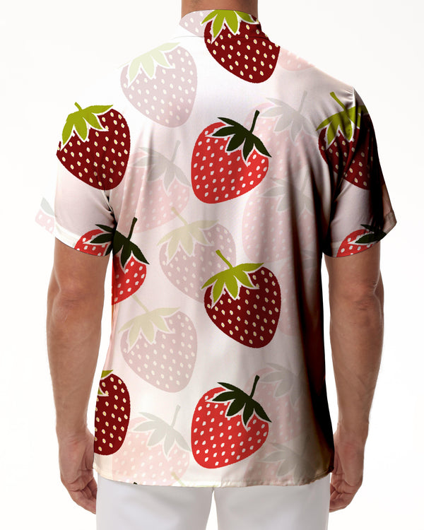 
Fashion Strawberry 3D Printed Pattern Men's Summer Fruit Pattern Short Sleeve Fashion Button Lapel Pocket
                
