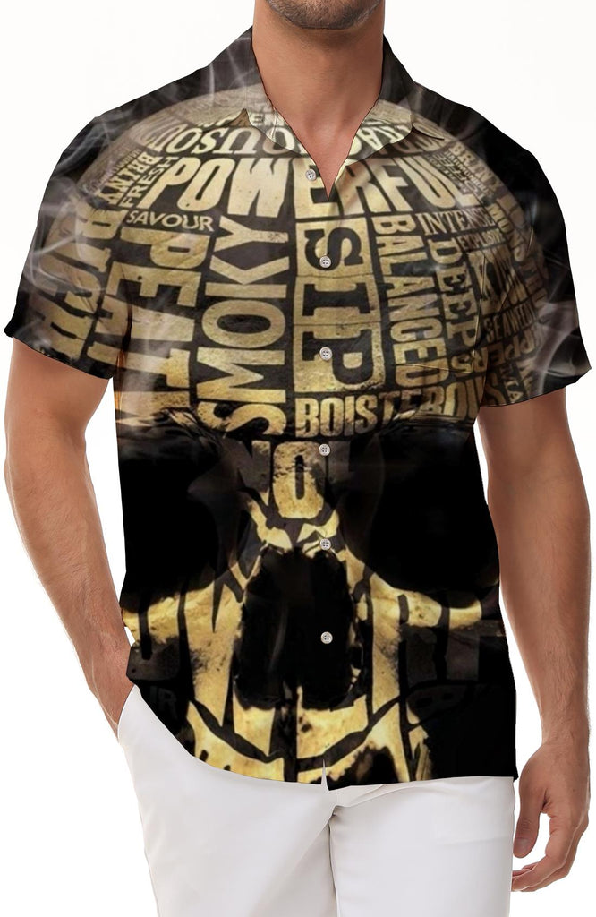 Cool street fashion men's short sleeve shirt Hawaiian tropical summer pocket lapel button-down shirt short sleeve