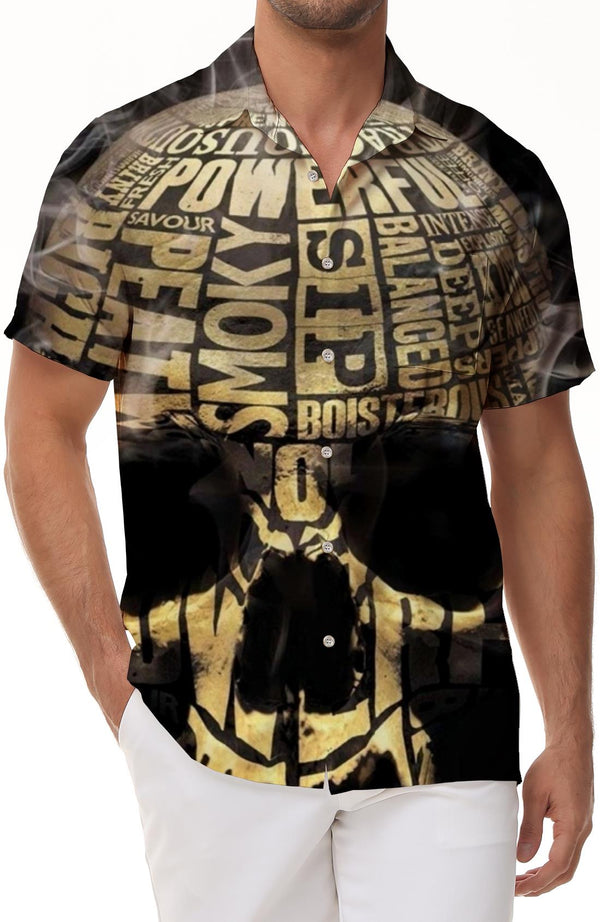 Cool street fashion men's short sleeve shirt Hawaiian tropical summer pocket lapel button-down shirt short sleeve