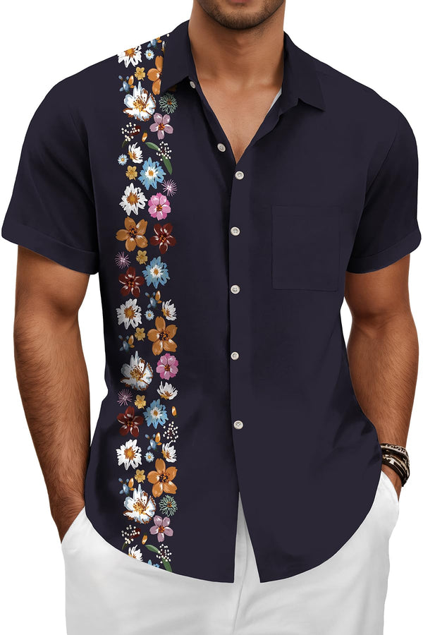 Hawaiian Shit for Men Beach Summer Mens Buton Down Short Sleeve Shit Tropical Vacation Casual Clothes