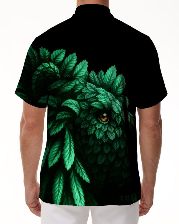 
Leaf Monster Personalized Black Digital Printing Men's Four Seasons Pattern Fashion Loose Casual Travel Lapel Short Sleeve Shirt Polyester
                