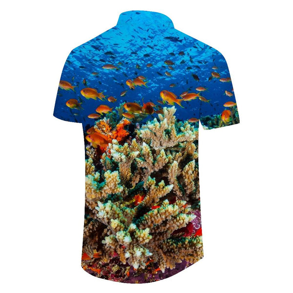 
Ocean Fish Coral Reef Men's Hawaiian Shirt Short Sleeve Button-Up Tropical Vacation Beach Shirt Tops
                