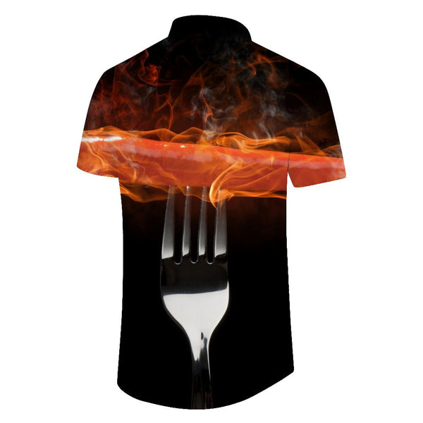 
Sausage Flame Short Sleeve Men's Outdoor Fishing Casual Daily Fashion Short Sleeve Button Shirt Four Seasons
                