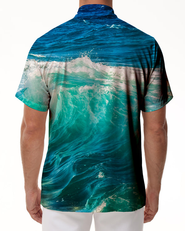
Ocean Wave Mens Casual Hawaiian Loose Print Beach Casual Short Sleeve Button Shirt Summer Beach Shirt
                