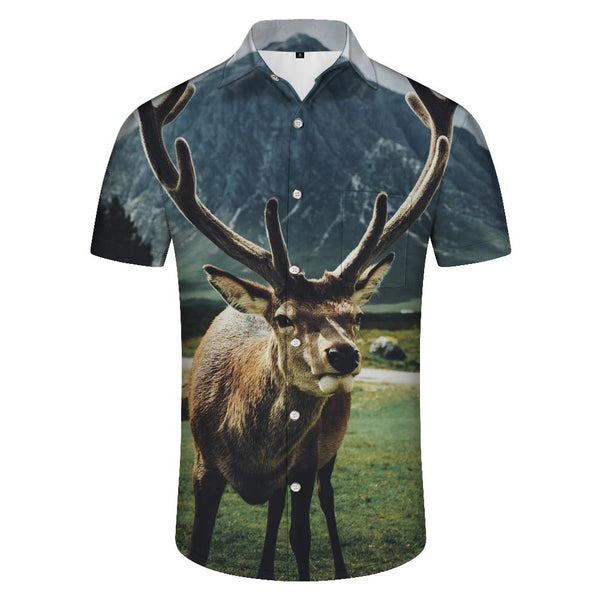 
Deer Men's Wildlife Vacation Beach Short Sleeve Loose Casual Shirt Summer Tops with Pockets
                
