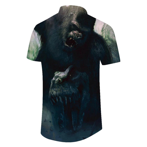 
Movie version of gorilla men's Hawaiian shirt short sleeve button down casual shirt suitable for summer beach
                