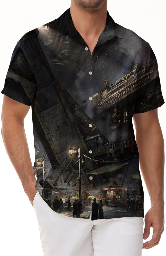 Titanic Cruise Ship Men's Casual Summer Beachwear Button-Down Loose Shirt Short Sleeve Style