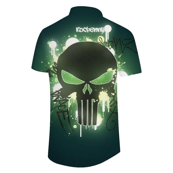 
Death sign skull Hawaiian tropical button print men's casual loose hot seaside beach clothing
                