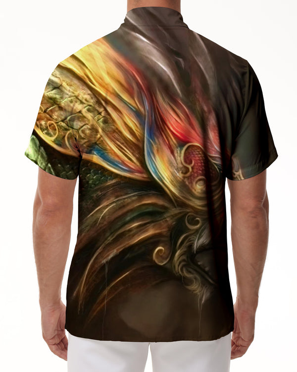 
Chinese Dragon Summer Short Sleeve Print Men's Fashion Retro Shirt Hawaii Beach Vacation
                