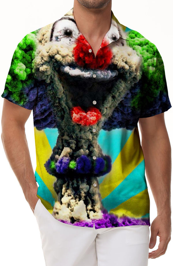 Fashionable popular nuclear explosion 3D printing T short sleeve mushroom cloud destruction casual men's shirt men's