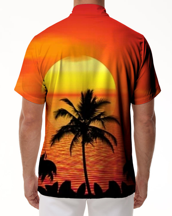 
Orange Sunset Mens Vintage Hawaiian Shirt Short Sleeve Button Down Tropical Summer Vacation Top
                