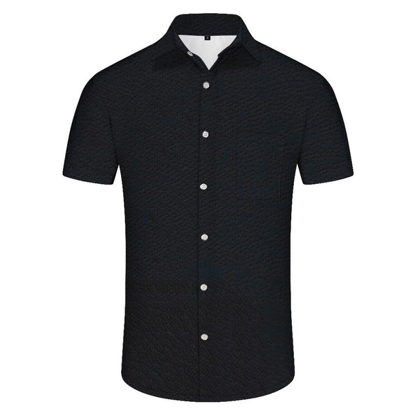 
Men's polyester button down shirt regular fit pocket lapel Hawaiian beach essential clothing
                