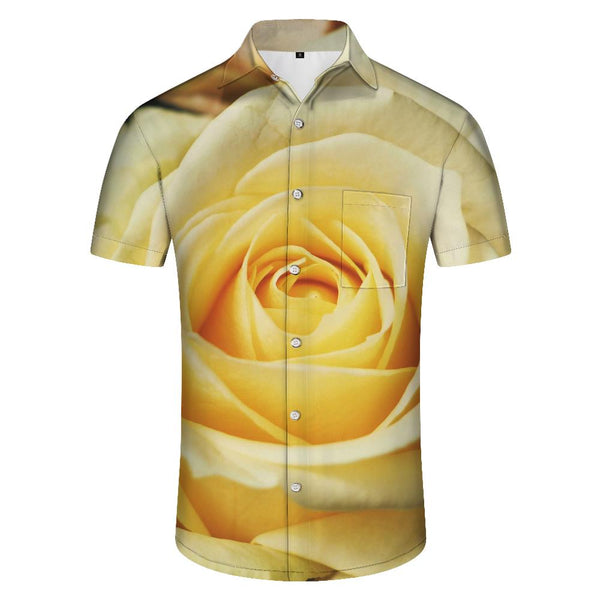 
Precious Friendship Yellow Rose Print Vintage Collar Short Sleeve Shirt Perfect Beach and Casual Wear for Men
                