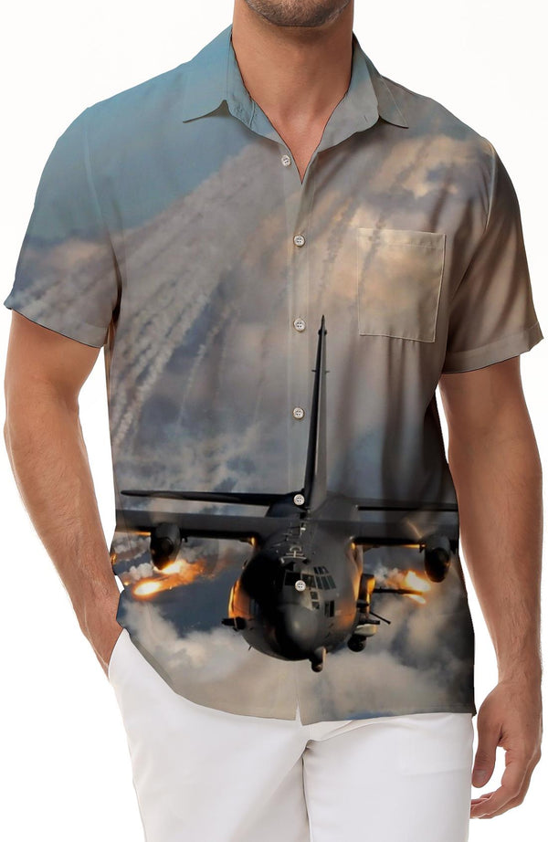 Space and air force Hawaiian shirts rainforest mens fashion casual tropical tops cool short sleeve shirts beach style