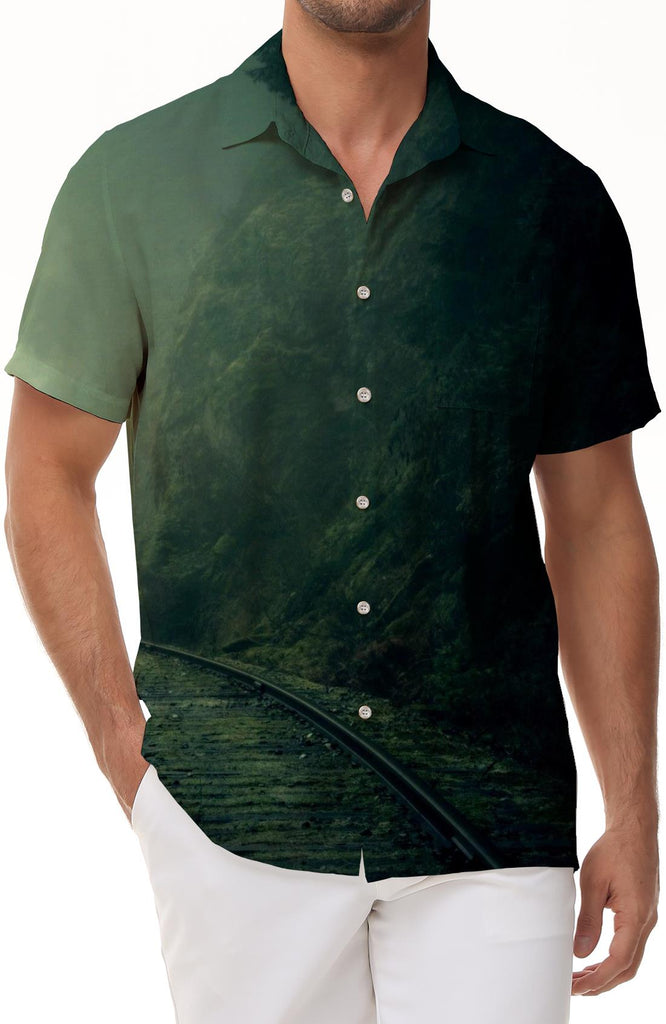 3D Men's Printed Shirt Button Top Hawaiian Button Lapel Short Sleeve Shirt Lapel Top Short Sleeve