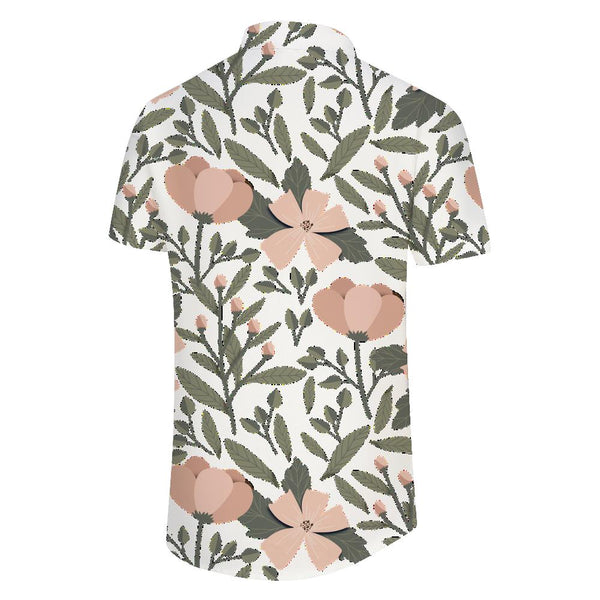 
Simple daily casual vacation beach button men's loose button lapel Hawaiian shirt short sleeve
                