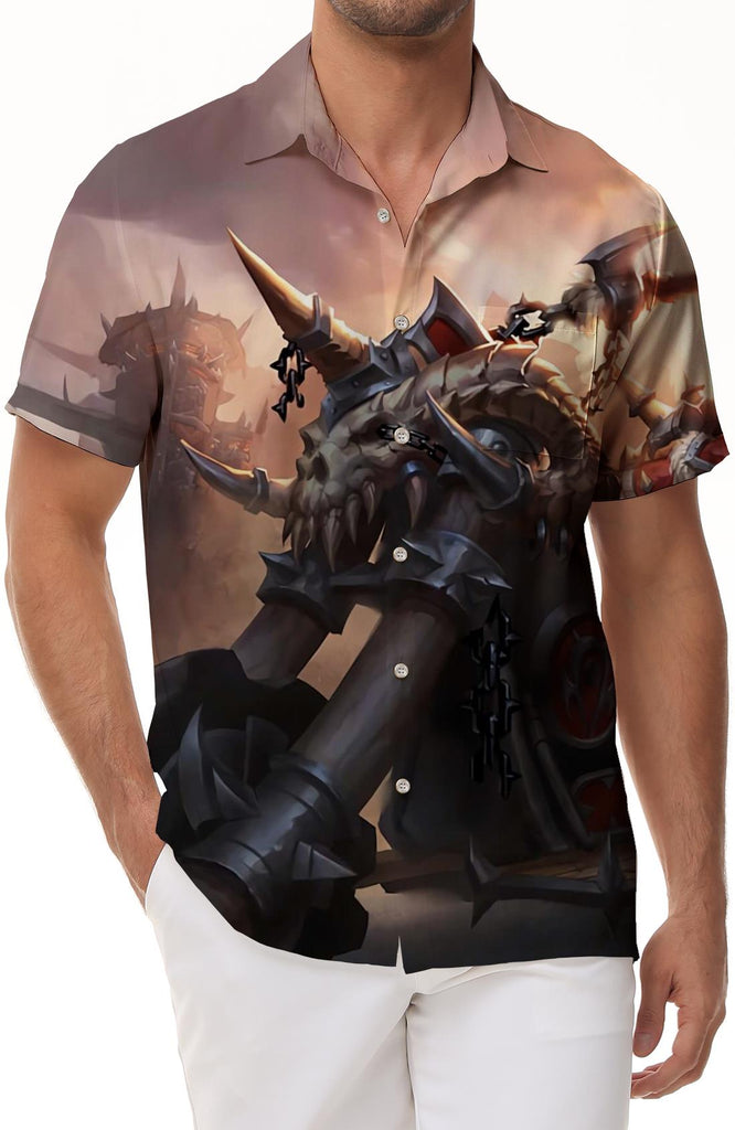 Summer Men's Cartoon Print Short Sleeve Hawaiian Shirt Loose Casual Beach Shirt Street Fashion Clothing
