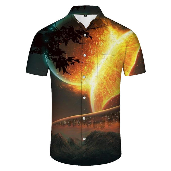 
Collision Planet Men's Casual Loose Shirt Hawaiian Casual Short Sleeve Shirt Pattern Short Sleeve Shirt Button
                