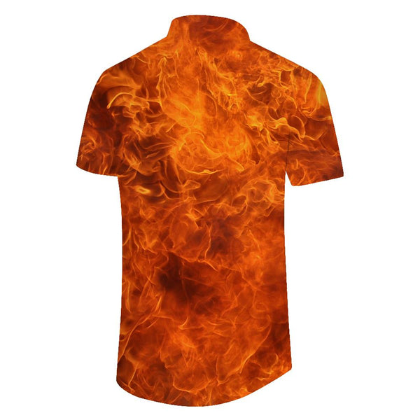
Men's Burning Flame Button Shirt Tropical Vacation Beach Shirt Top Casual Short Sleeve with Pockets
                