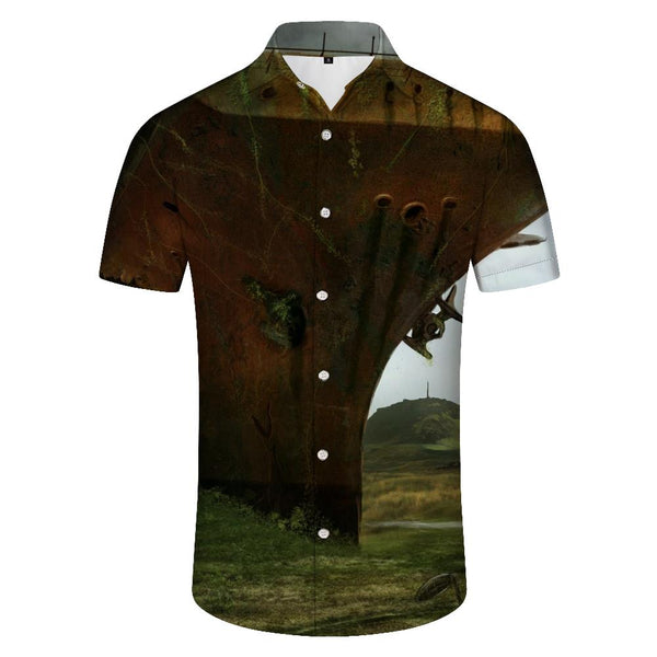 
Scrapped big ship vintage men's casual shirt short sleeve regular fit fashion camping beach shirt tops
                