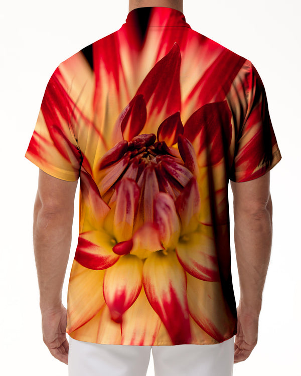 
Chrysanthemum Color Hawaiian Button Lapel Short Sleeve Shirt 3D Digital Printing Men's Fashion Retro Trend Shirt Button Short Sleeve Shirt
                
